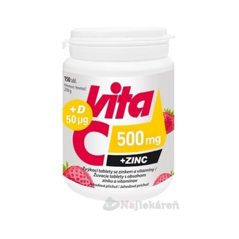 Vitabalans Vita C 500 mg + Zinok + D 50 µg, 150 žuvacích tbl.