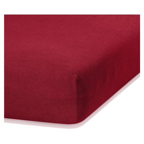 Tmavočervená elastická plachta s vysokým podielom bavlny AmeliaHome Ruby, 200 x 160-180 cm
