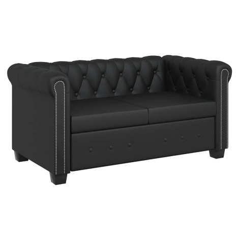 vidaXL 2-miestna pohovka Chesterfield, umelá koža, čierna