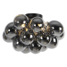 Dizajnové stropné svietidlo čierne s dymovým sklom 4-svetlé - Uvas