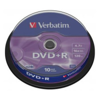 Verbatim DVD+R, Matt Silver, 43498, 4.7GB, 16x, spindle, 10-pack, bez možnosti potisku, 12cm, pr