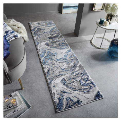 Běhoun Eris Marbled Navy - 80x300 cm Flair Rugs koberce