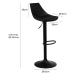 Čierne barové stoličky s nastaviteľnou výškou z imitácie kože v súprave 2 ks (výška sedadla 56,5