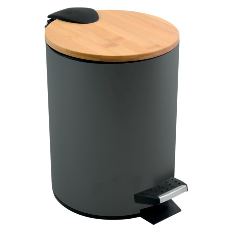 Tmavosivý nášľapný oceľový odpadkový kôš 5 l Adonis – Spirella