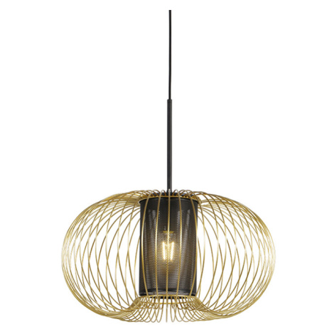Dizajnová závesná lampa zlatá s čiernou 50 cm - Marnie QAZQA