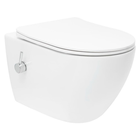 WC s bidetom závesné SAT Fusion vírové vrátane dosky softclose, zadný odpad SATFUS11BFC SATFUS11