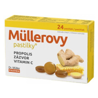 MÜLLEROVE PASTILKY Mülerove pastilky s propolisom, zázvorom a vitamínom C 24 pastiliek