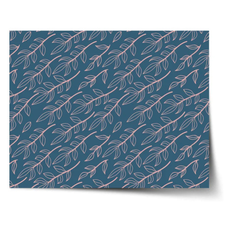 Plagát Ružové maľované lístky - 60x40 cm