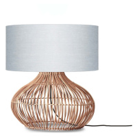 Stolová lampa s textilným tienidlom vo svetlo šedo-prírodnej farbe (výška 60 cm) Kalahari – Good
