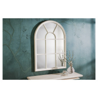 Estila Nástenné zrkadlo Castillo s poloblúkovým dizajnom tabuľového okna s dreveným rámom s vint