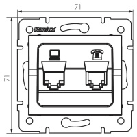 LOGI   Zásuvka dátová-telefónna RJ45Cat 6 + RJ11 - čierna matná