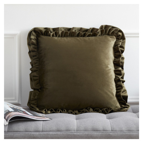 Zamatový dekoračný vankúš 43x43 cm Velvet Double Frill – Catherine Lansfield