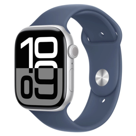 APPLE Watch Series 10 GPS + Cellular 46mm Silver Aluminium Case with Denim Sport Band - M/L