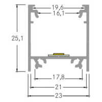 Montážny profil BRUMBERG výška 25 mm dĺžka 2 m hliník