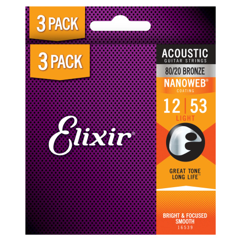 Elixir Nanoweb 80/20 Bronze Light 3-Pack