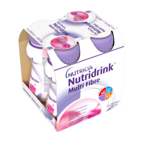 NUTRIDRINK Multi fibre jahodová príchuť 4 x 200 ml