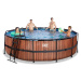 Bazén s filtráciou Wood pool Exit Toys kruhový oceľová konštrukcia 488*122 cm hnedý od 6 rokov