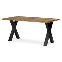AUTRONIC DS-X160 DUB Stůl jídelní, 160x90x75 cm, masiv dub, kovové podnoží ve tvaru písmene 