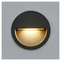 Lucande LED nástenné svietidlo Loya, okrúhle, tmavo sivé, vonkajšie