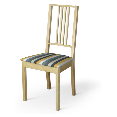 Dekoria Poťah na stoličku Börje, pásy v odtieňoch žlto-hnedo-modrých farbách, poťah na stoličku 