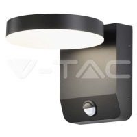 Nástenné LED svietidlo so senzorom HL 17W 2520lm 4000K IP65 čierny kruh  VT-11020S (V-TAC)