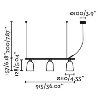 Závesná lampa Studio, ružová, decentralizovaná, dĺžka 91 cm, 3 svetlá.