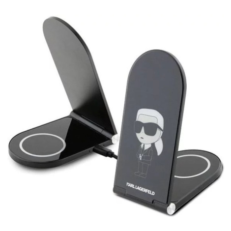 Bezdrôtová nabíjačka Karl Lagerfeld foldable induction 2in1 KLDCRFALKINK 15W black Ikonik MagSaf