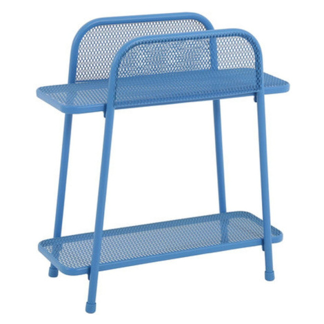 Modrý kovový odkladací stolík na balkón Garden Pleasure MWH, výška 70 cm