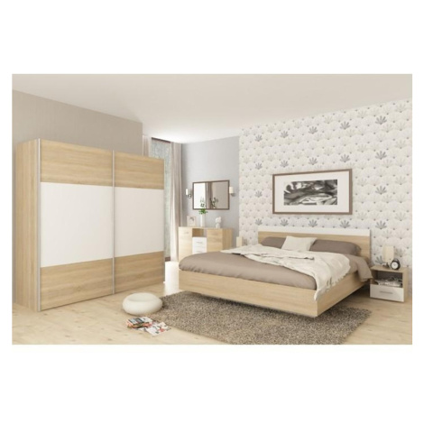 Spálňový komplet (posteľ 160x200 cm), dub sonoma/biela, GABRIELA NEW Tempo Kondela