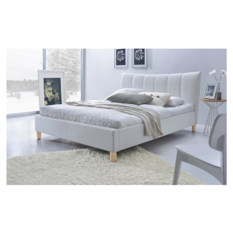 Čalúnená posteľ Sandy 160x200 dvojlôžko biela Halmar