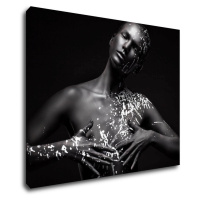 Impresi Obraz Portrét ženy čierno strieborný - 90 x 70 cm