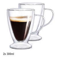 Kinekus Hrnček sklenený, dvojstenný, na kávu, čaj, 300 ml, VIVA DUALI, sada 2ks
