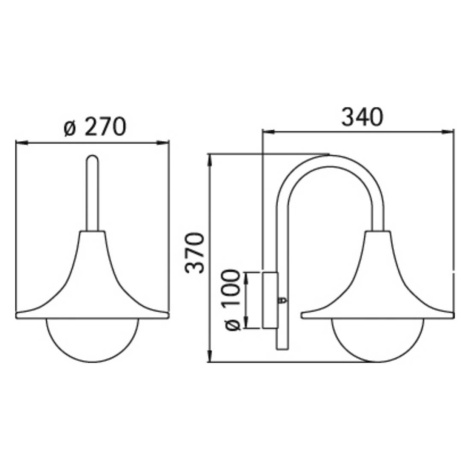 Vonkajšie nástenné svietidlo 167 pekný tvar čierne