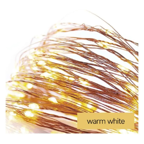 Emos LED vianočná nano reťaz 100 LED, teplá biela, časovač, 10 m + 5 m kábel