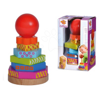 Drevená skladacia veža Color Stacking Tower Eichhorn 6 farebných tvarov s loptou výška 12 cm od 