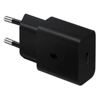 Sieťový adaptér 15W, zásuvka USB typu C, PD, rýchle nabíjanie, Samsung, čierny, továrenský