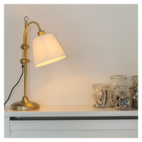 Klasická stolová lampa bronzová s bielym tienidlom - Ashley