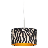 Moderná závesná lampa čierna s tienidlom zebra 35 cm - Combi