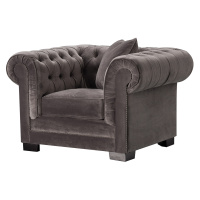 Dekoria Fotel Chesterfield Classic Velvet Dark Grey 118x96x77cm, 118 x 96 x 77 cm