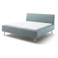 Modrosivá čalúnená dvojlôžková posteľ s úložným priestorom s roštom 160x200 cm Frieda – Meise Mö