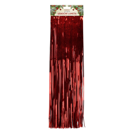 Lameta vianočná červená, 50 x 100 cm, laser efekt
