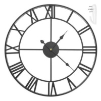 Retro nástenné hodiny, čierne, 47,5 cm