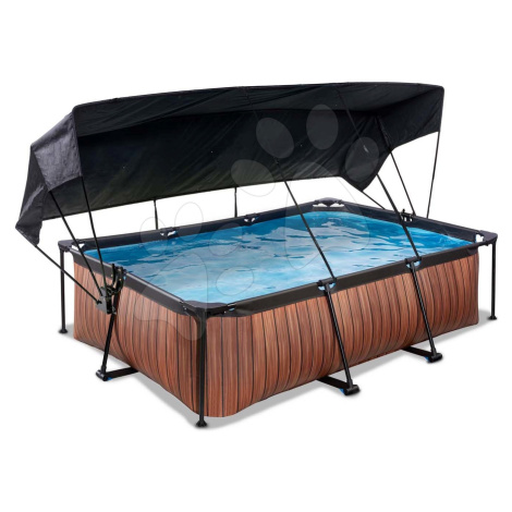 Bazén so strieškou a filtráciou Wood pool Exit Toys oceľová konštrukcia 220*150*65 cm hnedý od 6