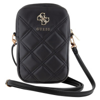 Guess PU Quilted 4G Metal Logo Wallet Phone Bag Zipper Black