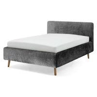 Tmavosivá čalúnená dvojlôžková posteľ s úložným priestorom s roštom 140x200 cm Mattis - Meise Mö