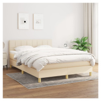 vidaXL Posteľný rám boxspring s matracom krémový 140x200 cm látka