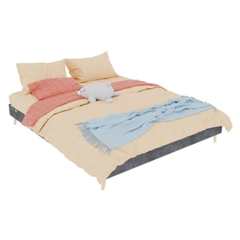 OKWISH POSTEĽ 160/200 cm sivá s nízkym profilom z látky a kovu
