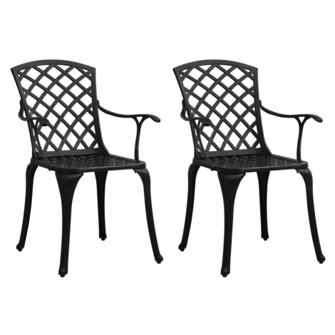 vidaXL Záhradné stoličky 2 ks odlievaný hliník čierne