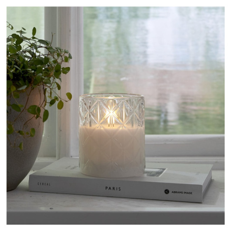 Biela LED vosková sviečka v skle Star Trading Flamme Romb, výška 10 cm