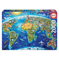 Educa puzzle Genuine World Landmarks Globe 2000 dielov 17129